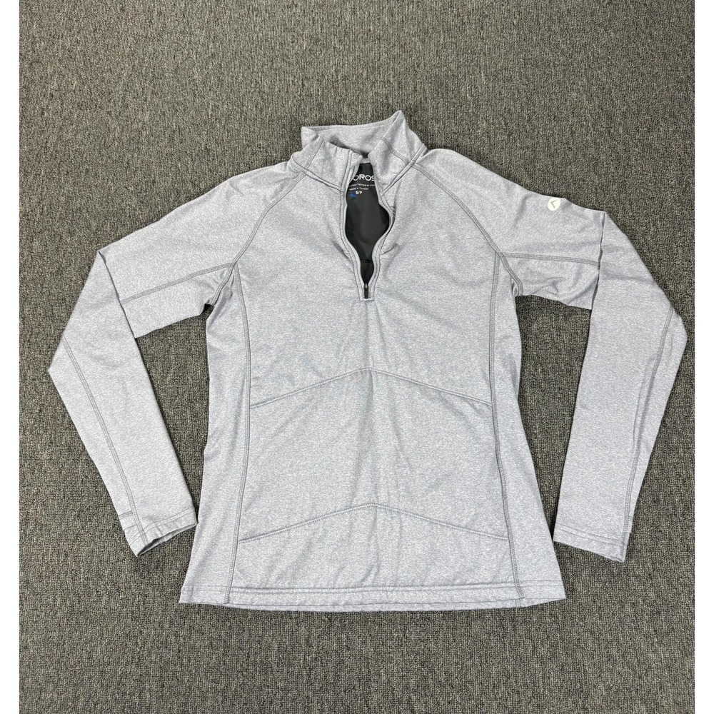OROS Pullover Jacket‎ Womens Small Gray 1/4 Zip Mock Neck Built in Bra Padded